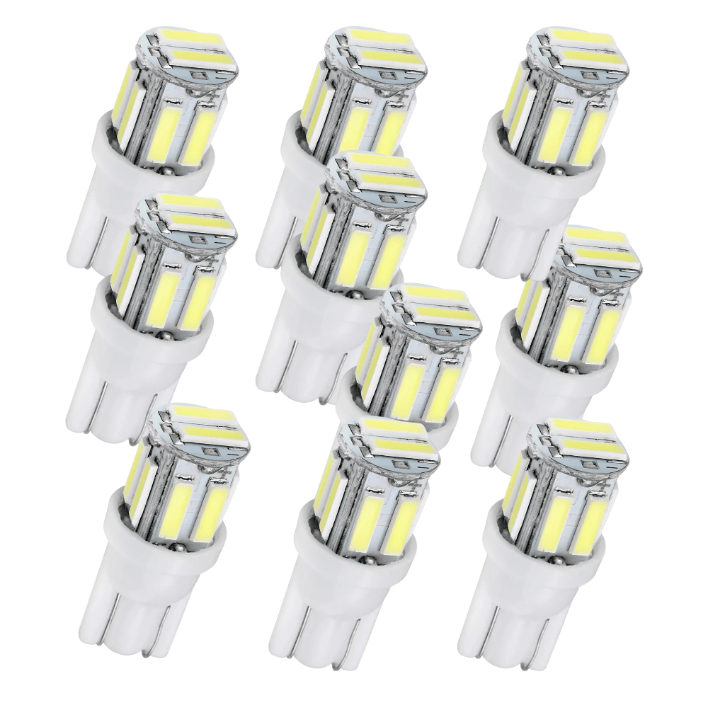 10 Pack T10 W5W 7020 SMD LED Car Bulbs – White Interior & License Plate Lights 12V–24V - Office Catch