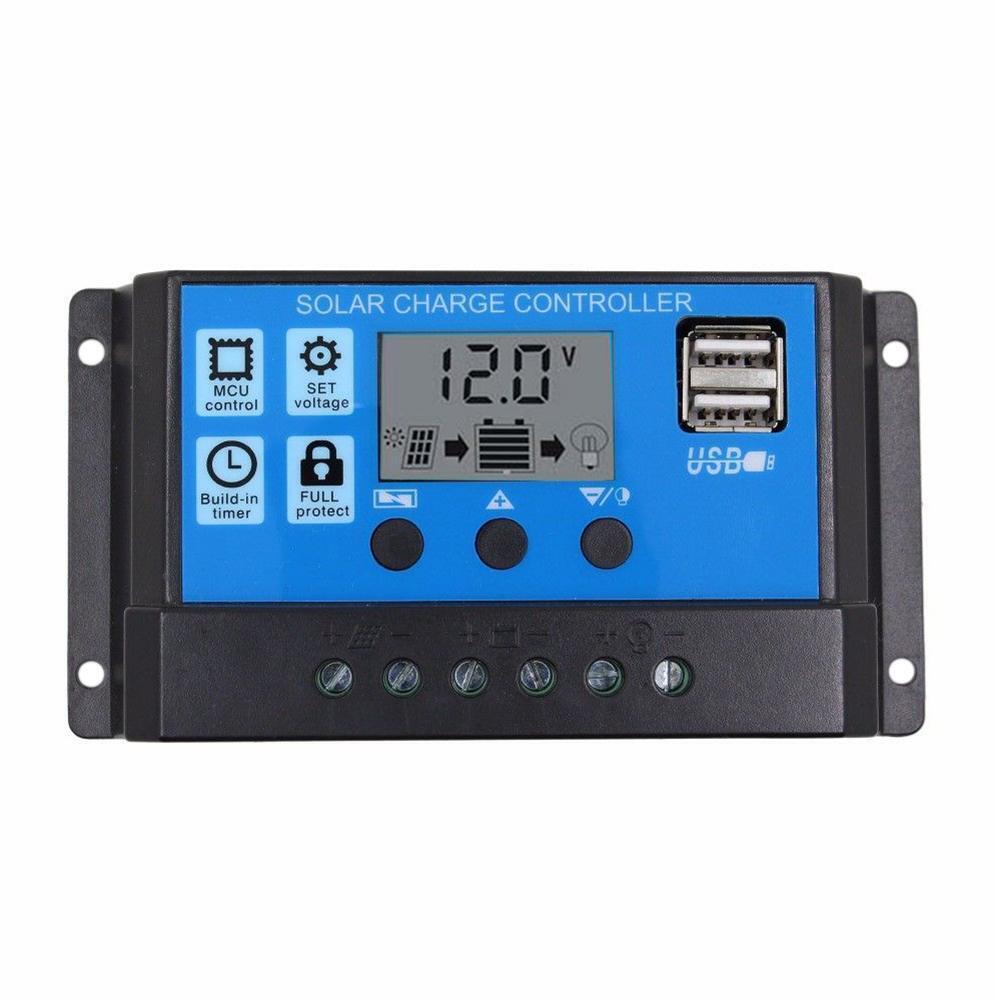 10Amp 12V/24V Solar Panel Regulator Charge Controller Battery Dual USB - Office Catch