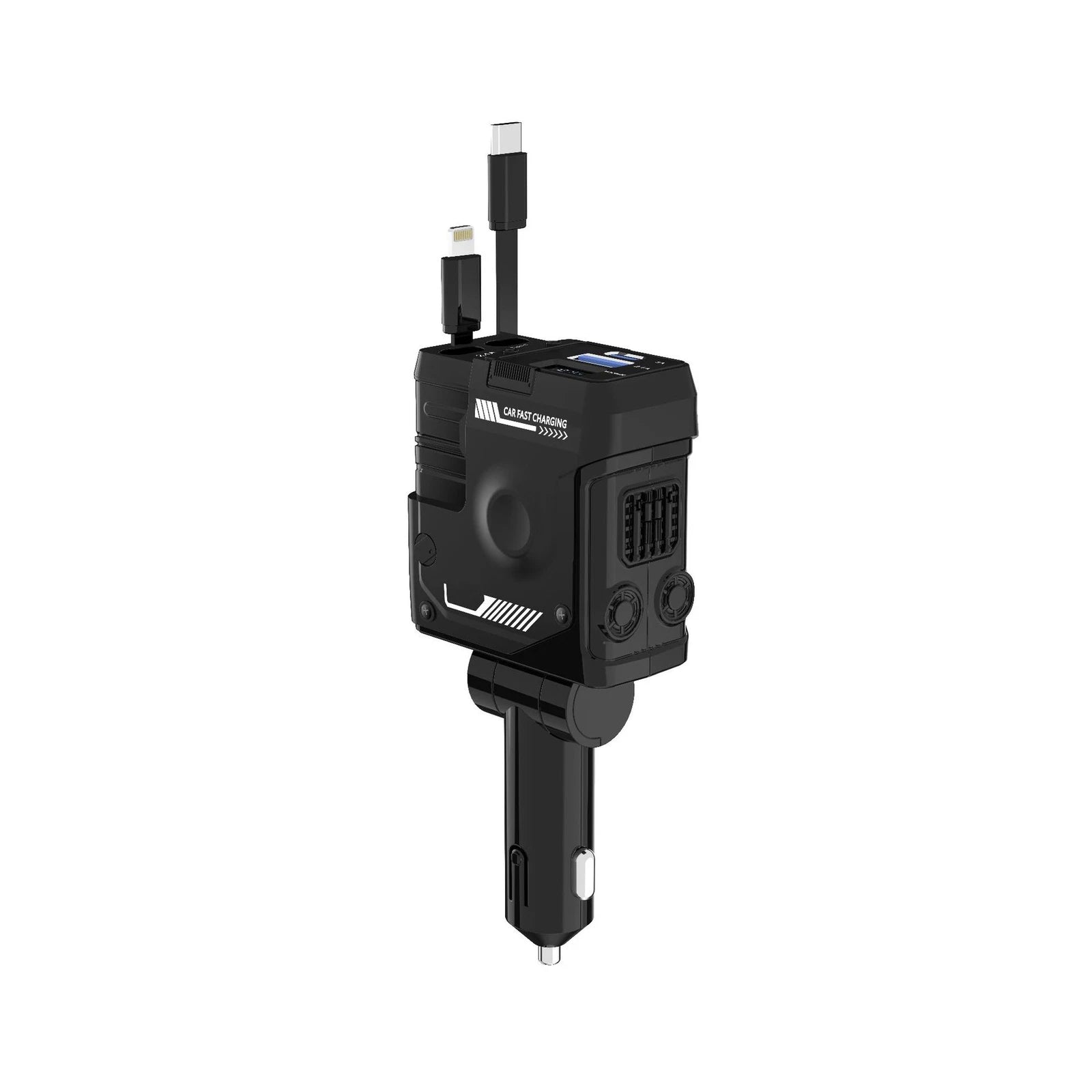 120W Retractable 4 - in - 1 Car Charger with USB - C, iPhone Cables & Voltage Display – AU Adapter - Office Catch