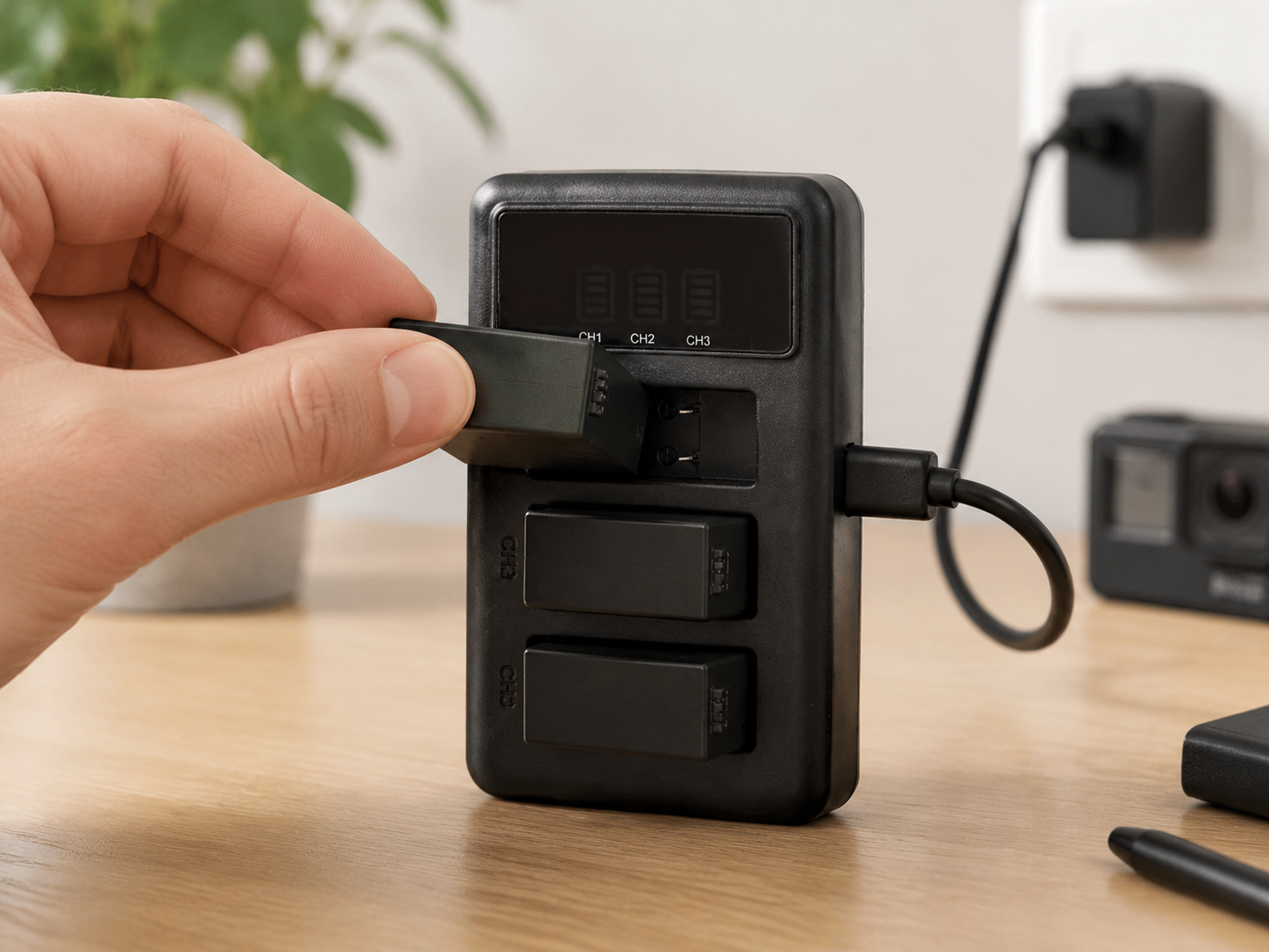 TAVICE Ultra Fast Charging USB Triple Battery Charger for GoPro HERO3 HERO3+ HERO4 Action Cameras | Charger Only Compact Fast USB