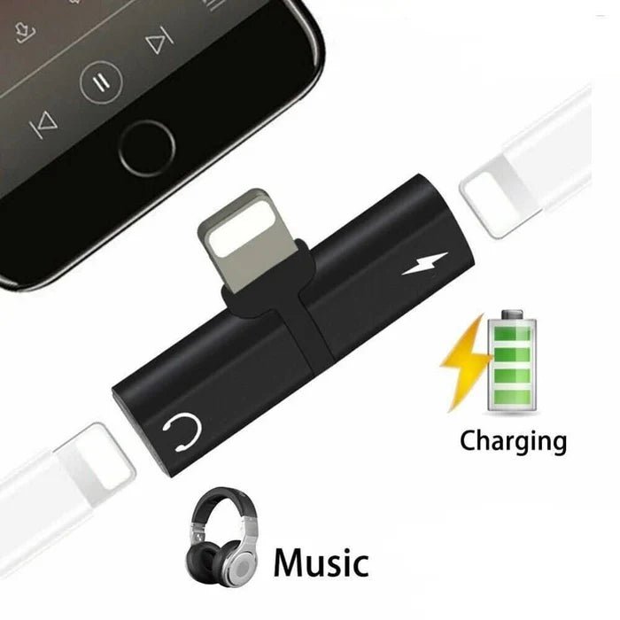 2 - in - 1 Lightning Charging & Audio Splitter Adapter | 8 - Pin Dual Port Adapter for iPhone & iPad - Office Catch