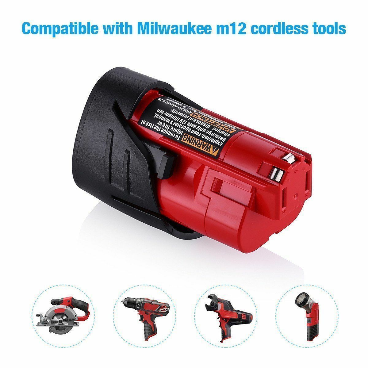 2 Pack | 12V 3.5Ah For Milwaukee M12 M12B3 LITHIUM Cordless Battery 48 - 11 - 2401 2440 3.5A - Office Catch