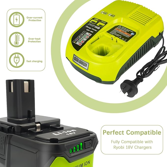 2 x Ryobi 18V Compatible Battery 6.0Ah P108 P104 ONE+ Plus BPL - 1815 - Office Catch