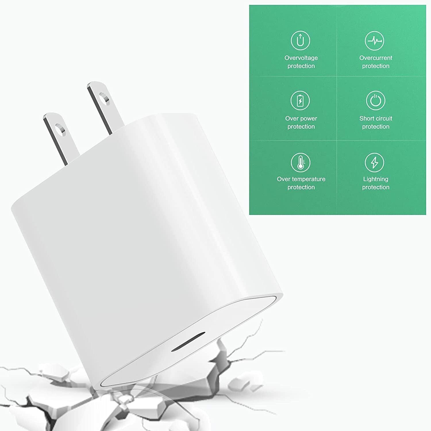 20W Fast Charge USB - C Power Adapter PD Cable For iPhone 14/13/12/11 Pro/XR/iPad - Office Catch