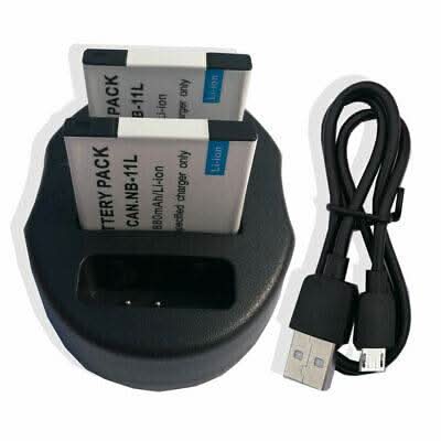 2x NB - 11L / NB - 11LH 1000mAh Batteries + LCD USB Charger for Canon IXUS 175, 180, 185, 190, PowerShot & ELPH Series - Office Catch