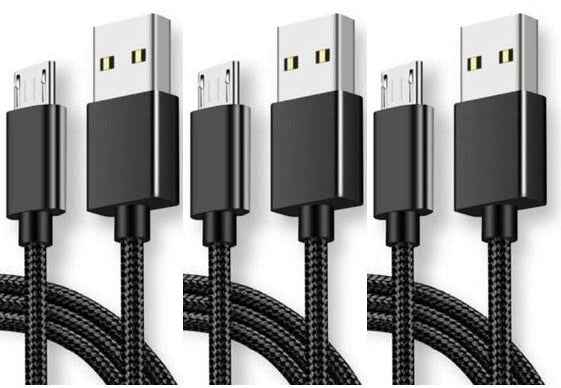 3 - Pack Fast Charging Micro USB 2.0 Cable Cord – 1M (Black) for Android & Samsung Galaxy - Office Catch