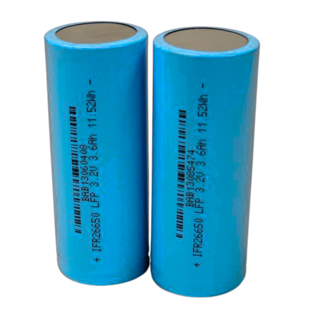 2-Pack 26650 LiFePO4 3.2V 3600mAh Rechargeable Batteries – Flat Top