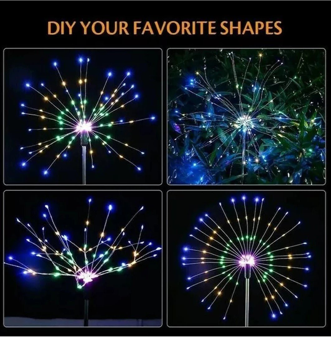 4PCS 120LED Solar Firework Lamp Garden Path Lights Starburst Stake Outdoor Decor - Office Catch