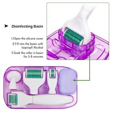 6 in 1 Microneedle Derma Roller Kit Titanium Dermaroller Micro Needle Facial Roller Skin Care For Skin Care and Body Treatment - Office Catch