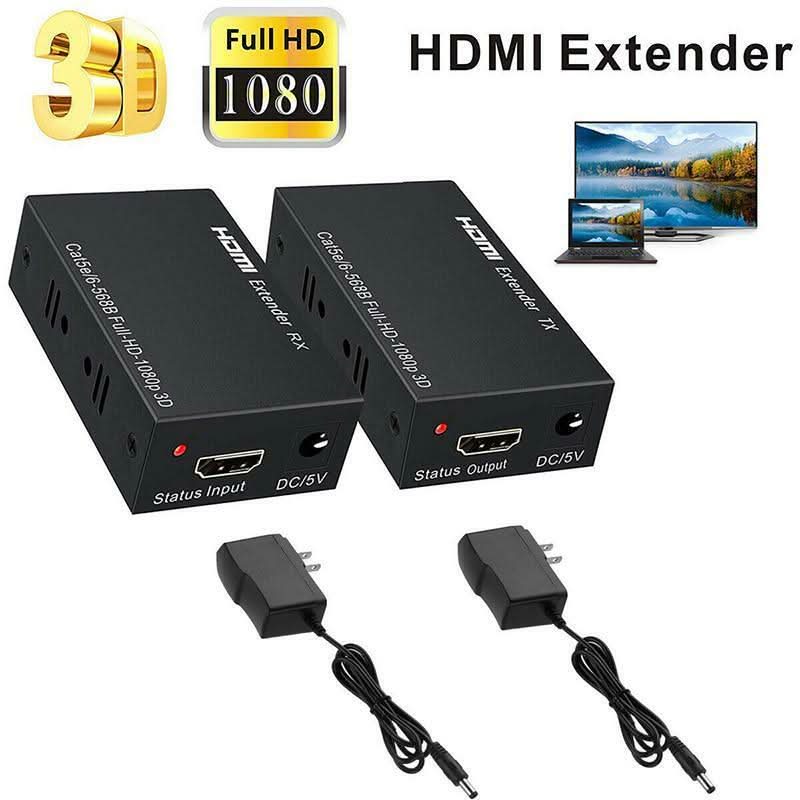 60M HDMI Extender Over Single CAT5E/6 Cable | Full HD 1080P Signal Amplifier - Office Catch