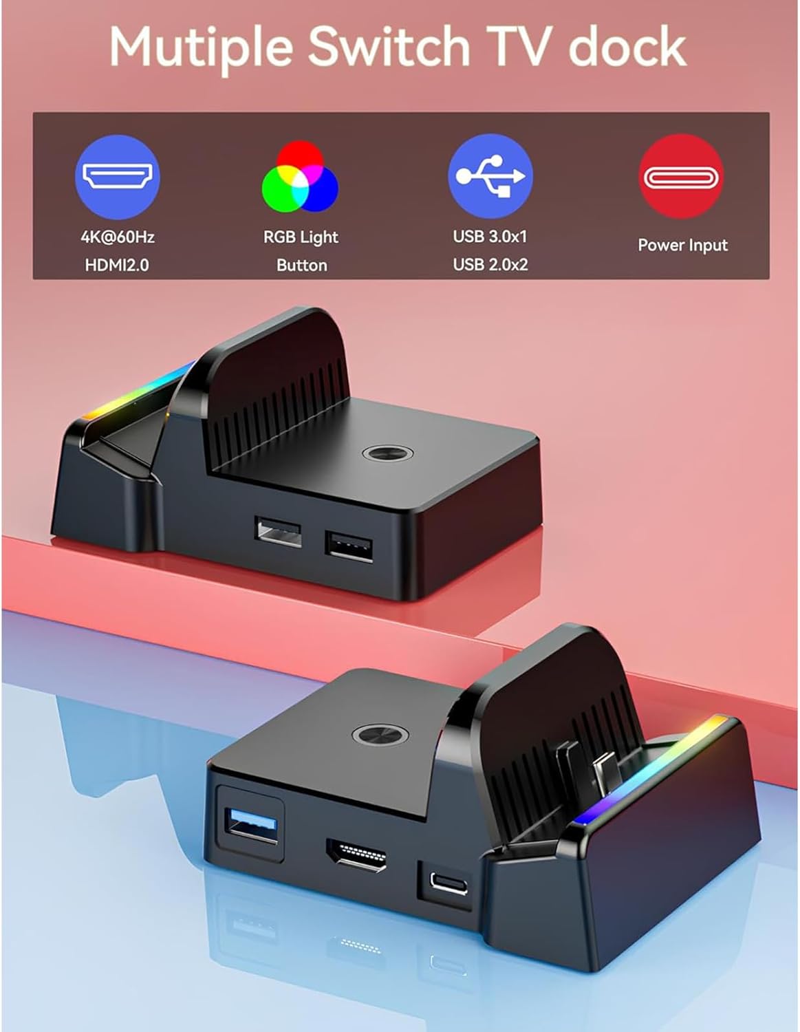 Mini TV Dock Docking Station for Nintendo Switch 1 , 2 & OLED | Portable Charging Stand