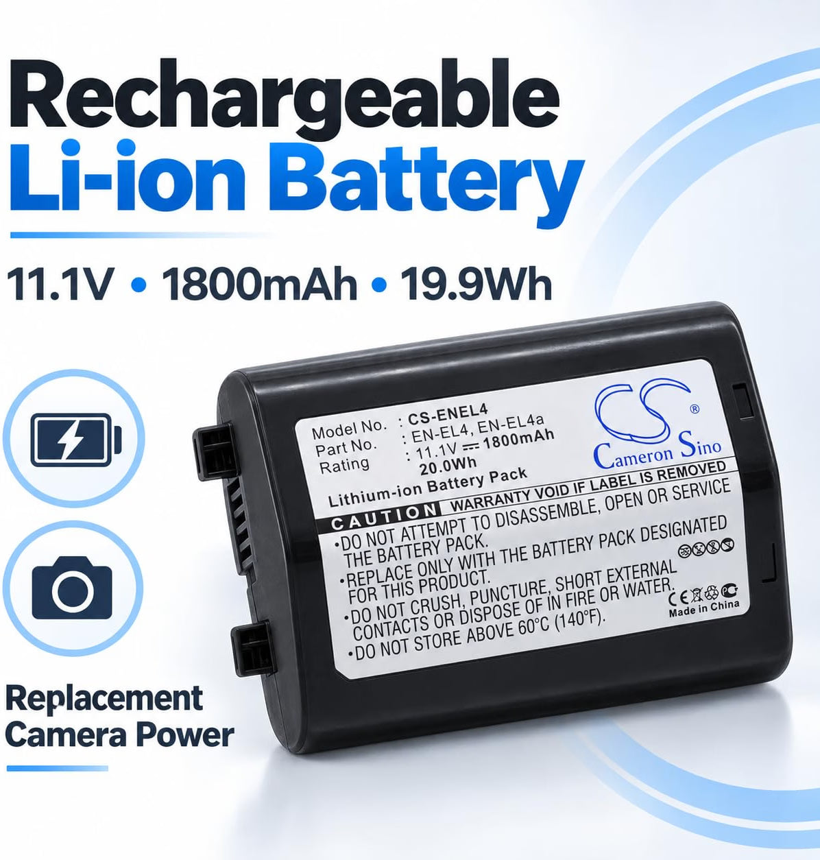 TAVICE EN-EL4 EN-EL4a Replacement Battery Compatible with Nikon D3 D3S D3X D2H F6 Cameras