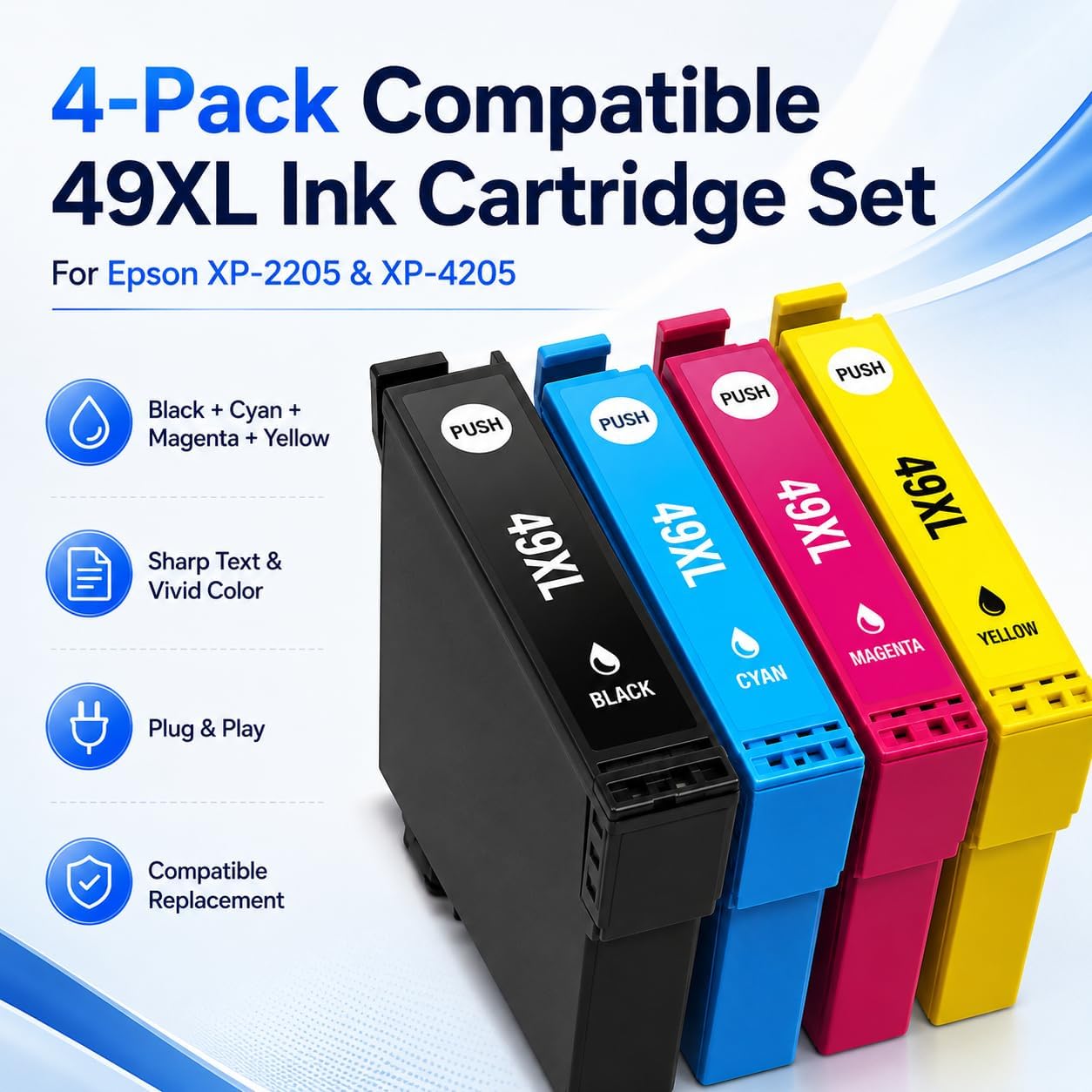 TAVICE 4X 49XL Ink Cartridges Compatible with Epson XP-2205 XP-4205 XP2205 XP4205