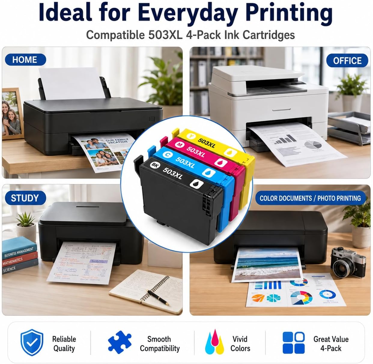 TAVICE 4X 503XL Ink Cartridges Compatible with Epson XP-5200 WF-2960 XP5200 WF2960