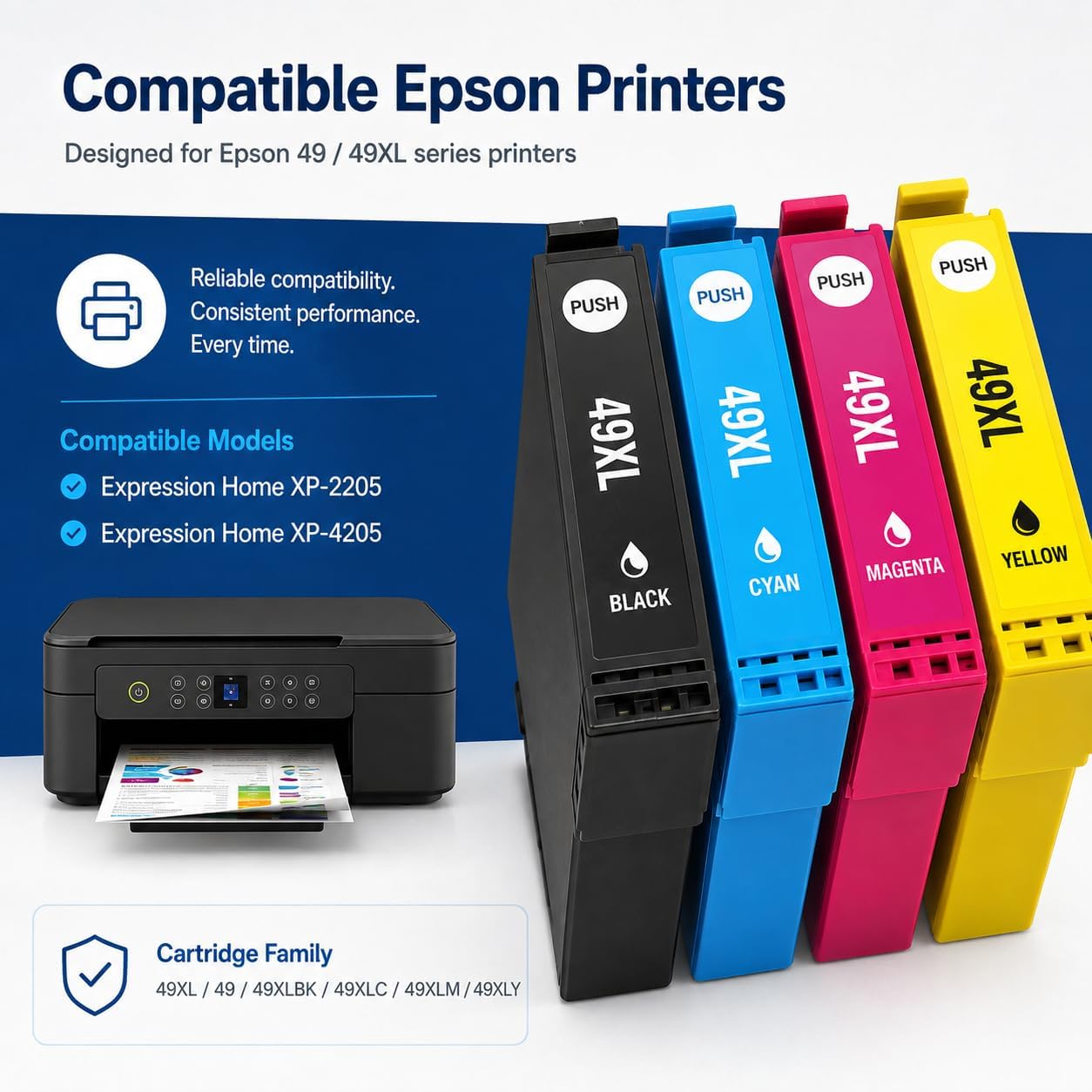 TAVICE 4X 49XL Ink Cartridges Compatible with Epson XP-2205 XP-4205 XP2205 XP4205