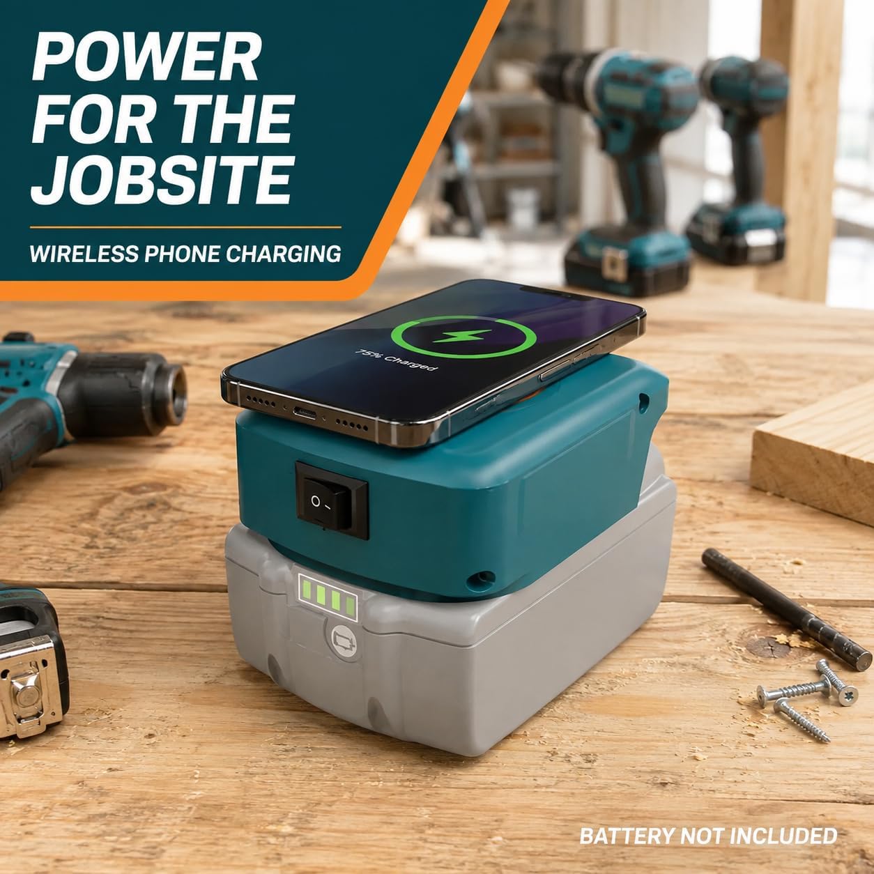 TAVICE Type-C USB Wireless Phone Charger Adapter Compatible with Makita 18V LXT Battery