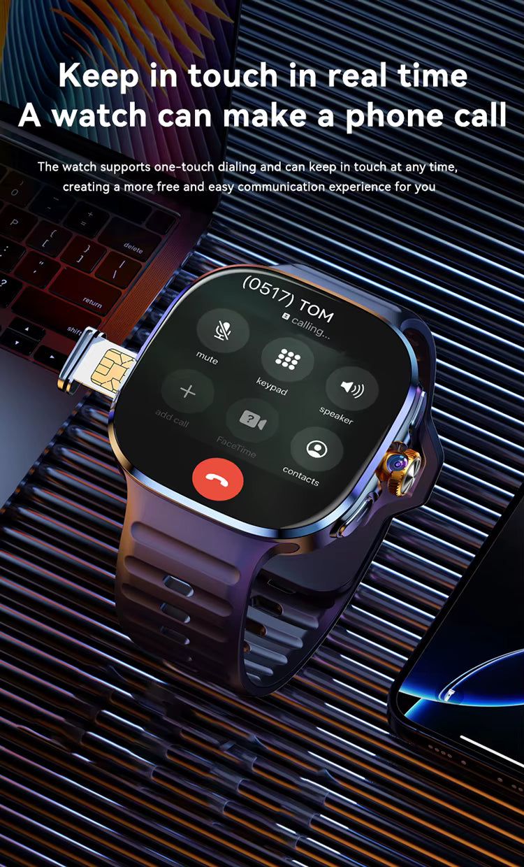 Tavice 5G Cellular Smartwatch – AMOLED Display, Rotatable Camera, GPS & Fitness Tracking