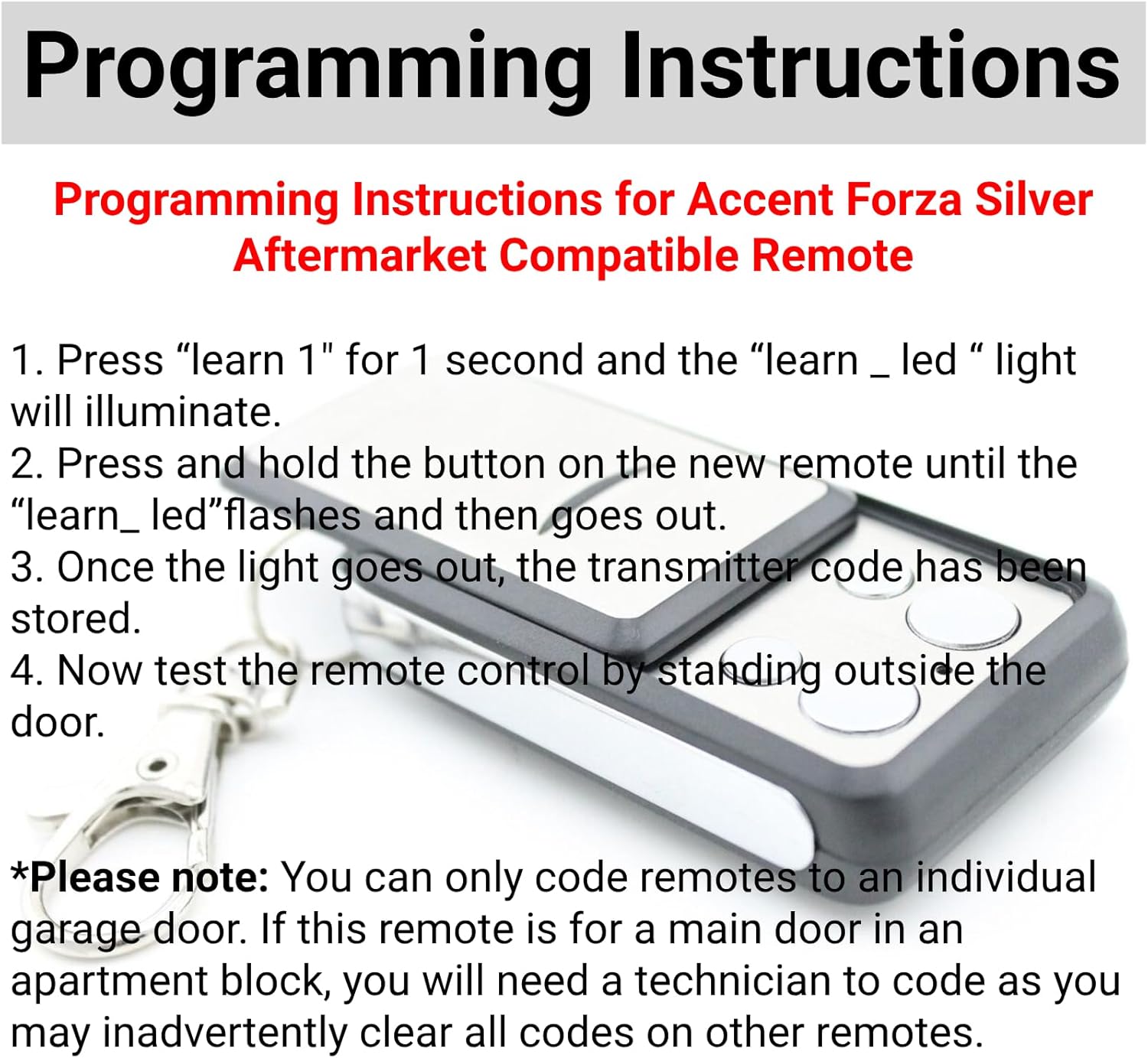 Accent Forza Silver Compatible Remote Control – Secure, Seamless Replacement for Your Garage or Gate Access - Office Catch