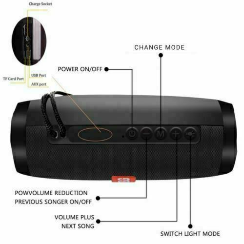 Black | LED Bluetooth Speaker Music Light Speaker with Radio - Office Catch
