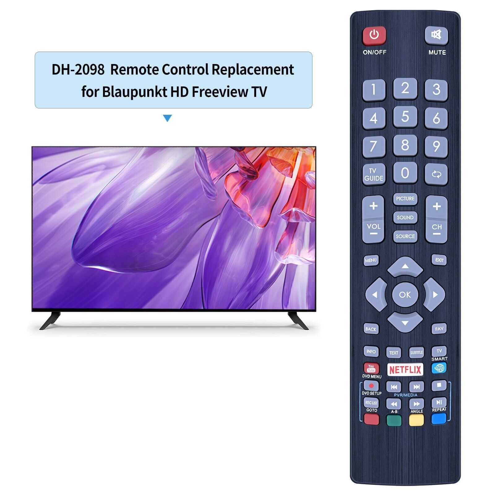 BLFRMC0008 Remote Control For Blaupunkt BLF/RMC/0008 with Netflix YouTube - Office Catch