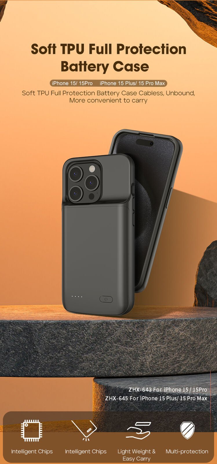 Charger Case Charging Cover for iPhone 15 Power Bank 5000mAh - Office Catch