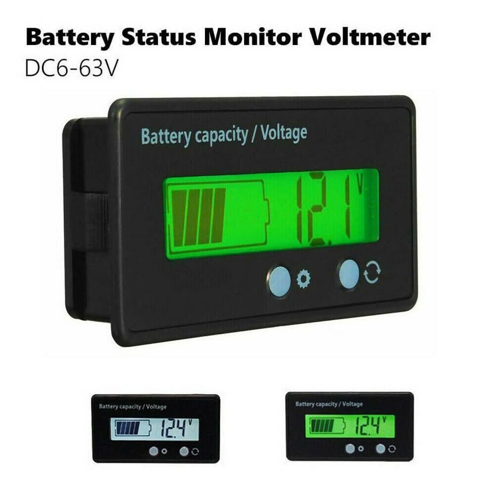 Digital Battery Capacity & Voltage Tester | LCD Battery Level Indicator for 12V 24V 36V 48V Lithium & Lead Acid Batteries - Office Catch