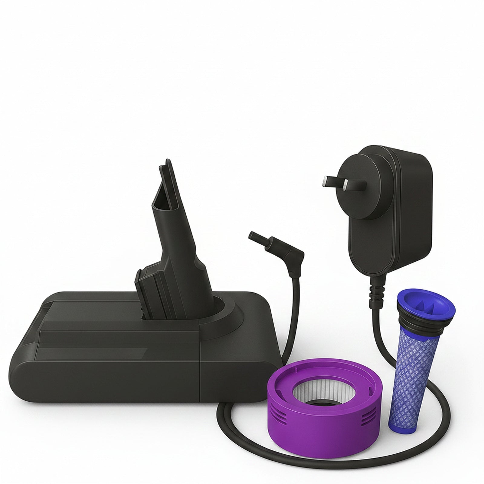 Dyson V7 Compatible Battery & Charger Set – High-Capacity Power Pack + Washable Pre & Post Filters for SV11 Models - Office Catch