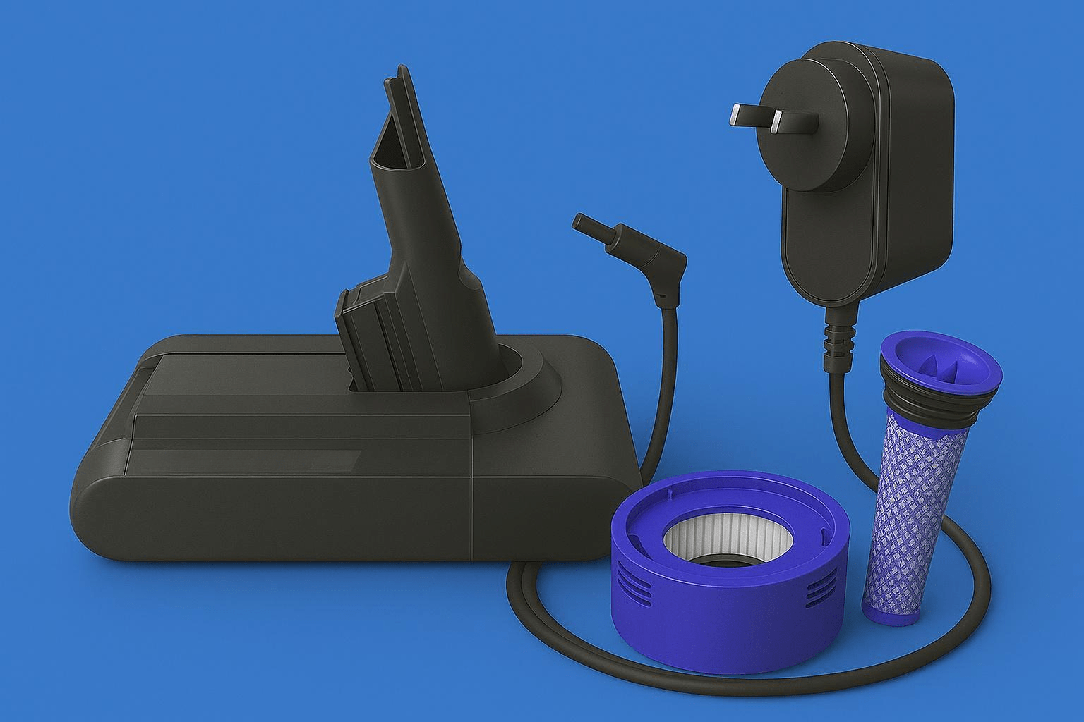 Dyson V7 Compatible Battery & Charger Set – High - Capacity Power Pack + Washable Pre & Post Filters for SV11 Models - Office Catch