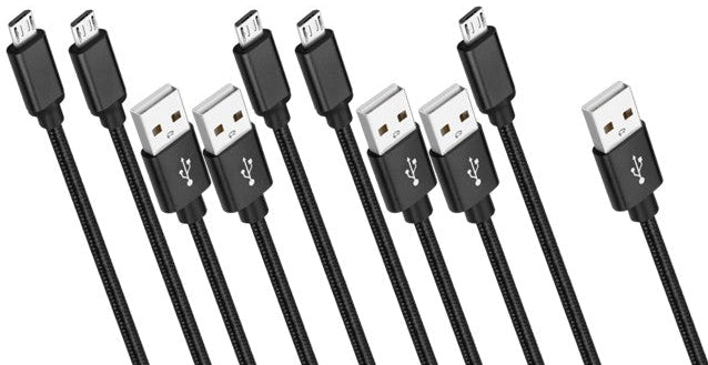 Fast Charging Micro USB 2.0 Cable Cord (1M, 5 - Pack) – Nylon Braided, Durable, Universal Compatibility - Office Catch