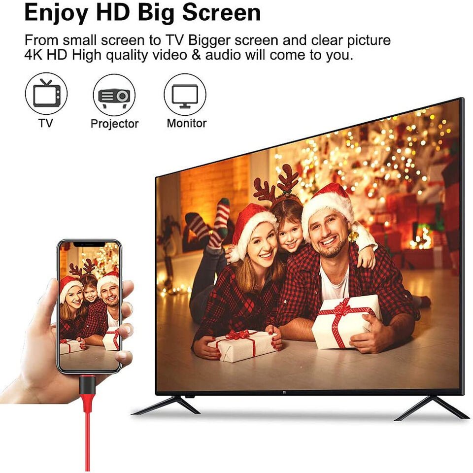 For iPhone to HDMI Digital TV Adapter Cable For iPhone 14 13 12 11 Pro XS iPad H - Office Catch