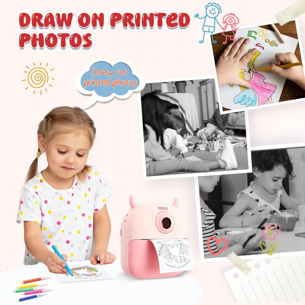 Kids Digital Camera High Quality Instant Print | CMOS Imaging Sensor Filter Function | BLUE - Office Catch