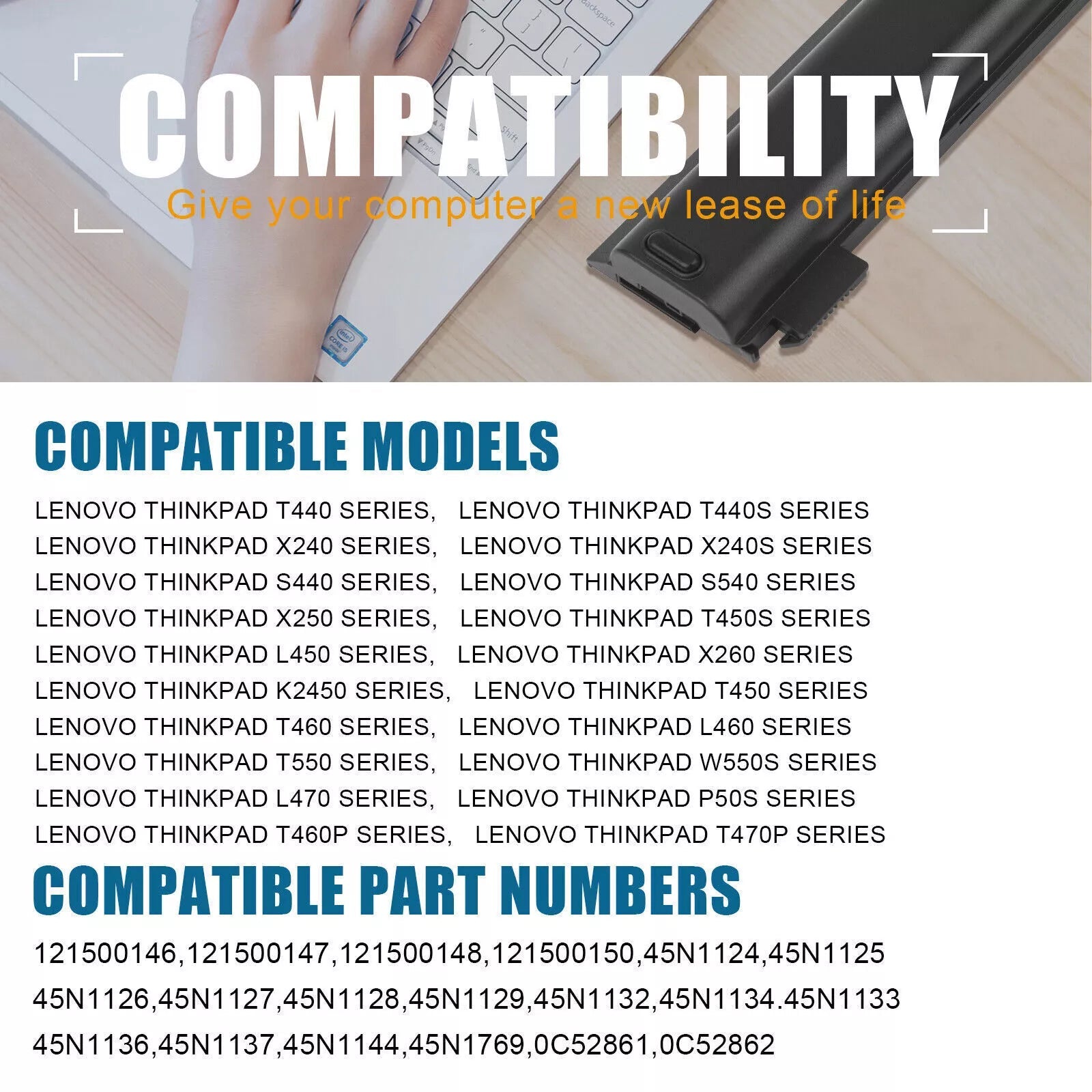 Lenovo ThinkPad Battery – Compatible with T440, T440S, T450S, X240, X240S, X250, X260, and X270 (48Wh) - Office Catch