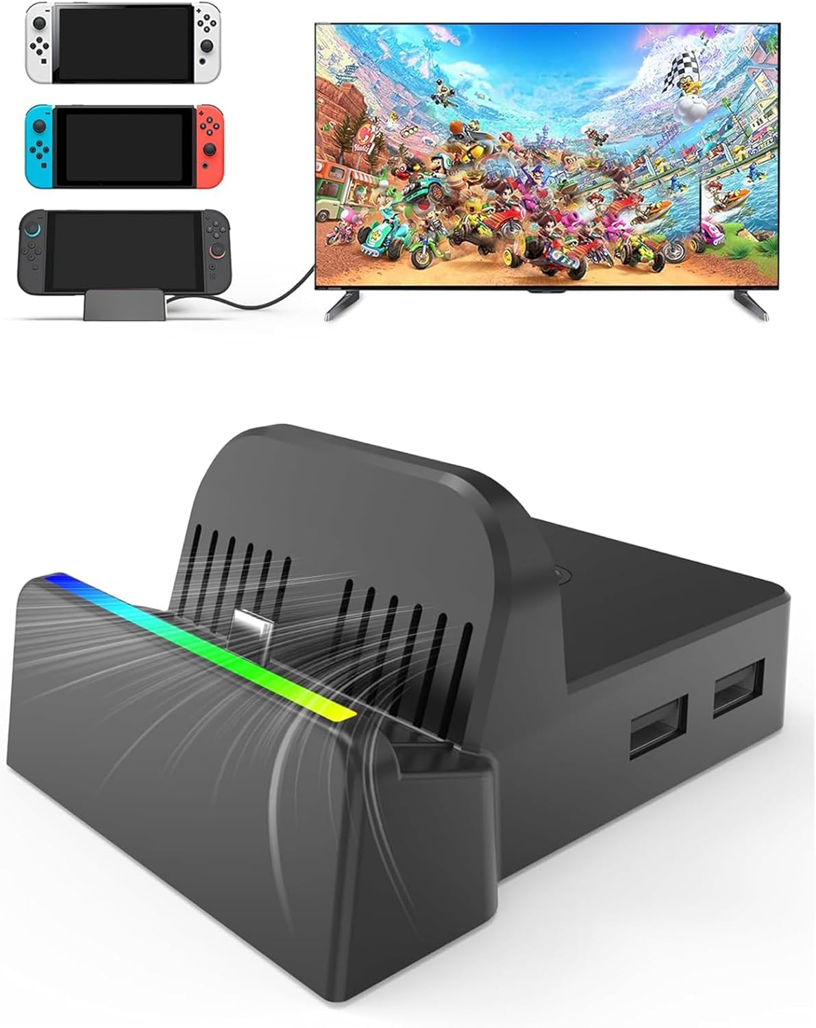 Portable TV Dock Station Compatible with Nintendo Switch 2 & 1 & OLED All, with 4K@60Hz HDMl OutputType C/USB Replacement - Office Catch