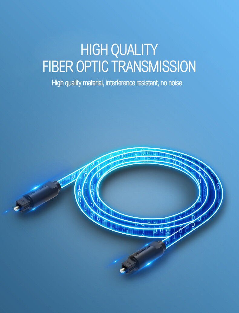 Premium Optical Fibre Digital Audio Cable Lead Cord 2M - Office Catch
