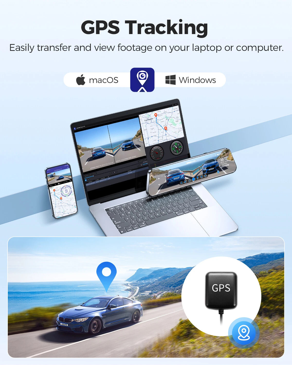 Dash cam showing parking assist guidelines