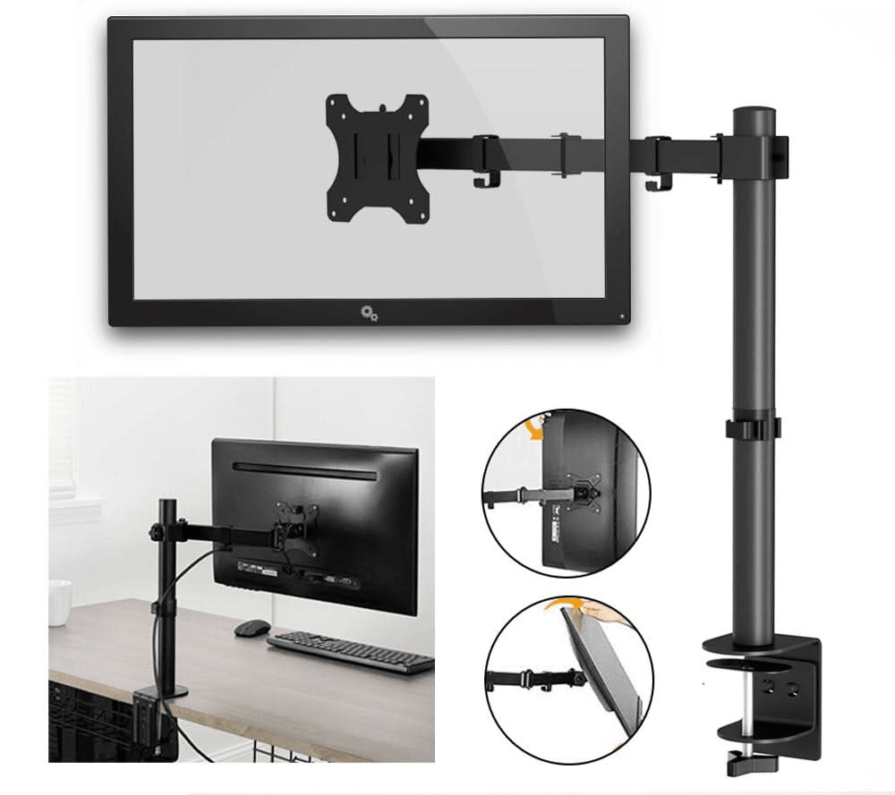 Single Monitor Arm Desk Mount for Screens up to 32" | Adjustable VESA 75x75 / 100x100, 8kg Capacity - Office Catch