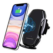 Smart Qi Wireless Car Charger Mount – Auto - Clamping Phone Holder with Sensor | Black - Office Catch
