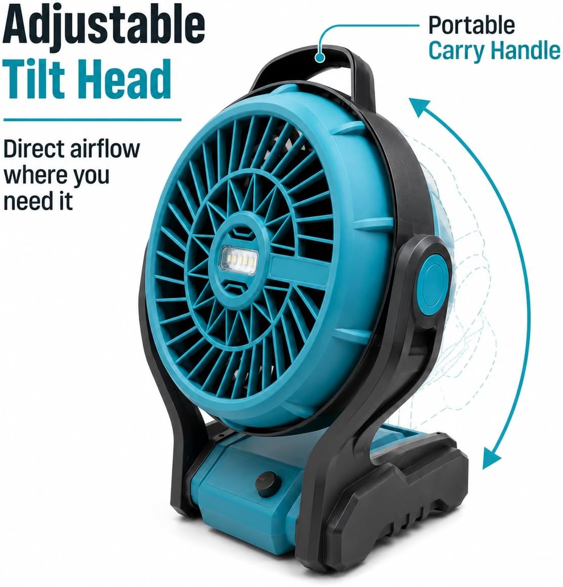 TAVICE 10 Inch Cordless Fan Compatible with Makita 18V LXT Batteries, Portable Jobsite Fan with LED Light, Adjustable Speed, Battery - Office Catch