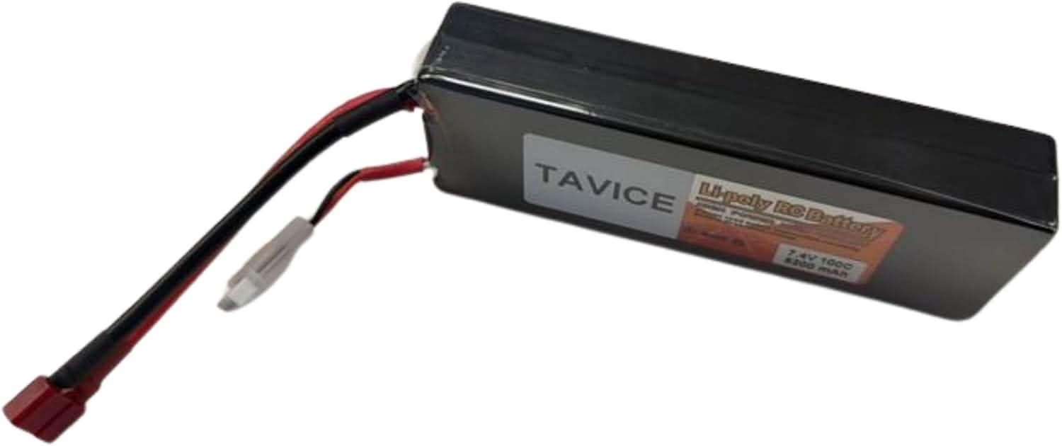 TAVICE 2 Pack 2S LiPo Battery 7.4V 5200mAh 100C Hard Case with T Connector Compatible with 1/8 & 1/10 RC Cars, Trucks & Vehicles - Office Catch