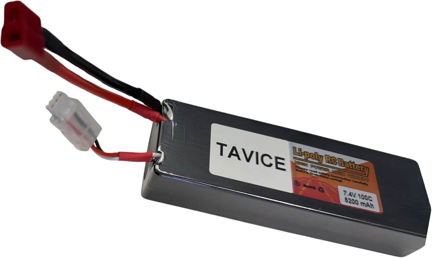 TAVICE 2 Pack 2S LiPo Battery 7.4V 5200mAh 100C Hard Case with T Connector Compatible with 1/8 & 1/10 RC Cars, Trucks & Vehicles - Office Catch