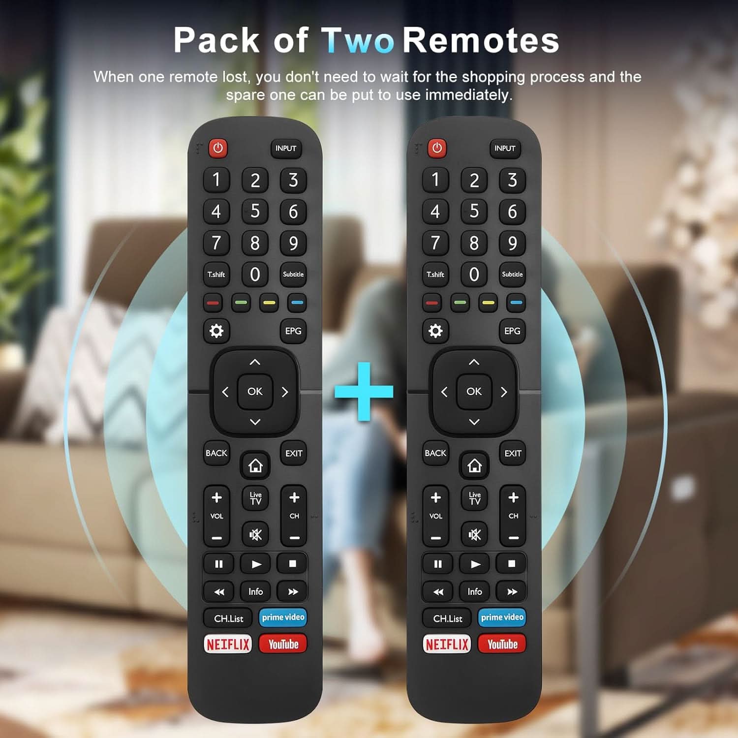TAVICE 2 PACK EN2BS27H Replacement Remote Control – Compatible with Hisense TVs (Many 4K & UHD Models) - Office Catch