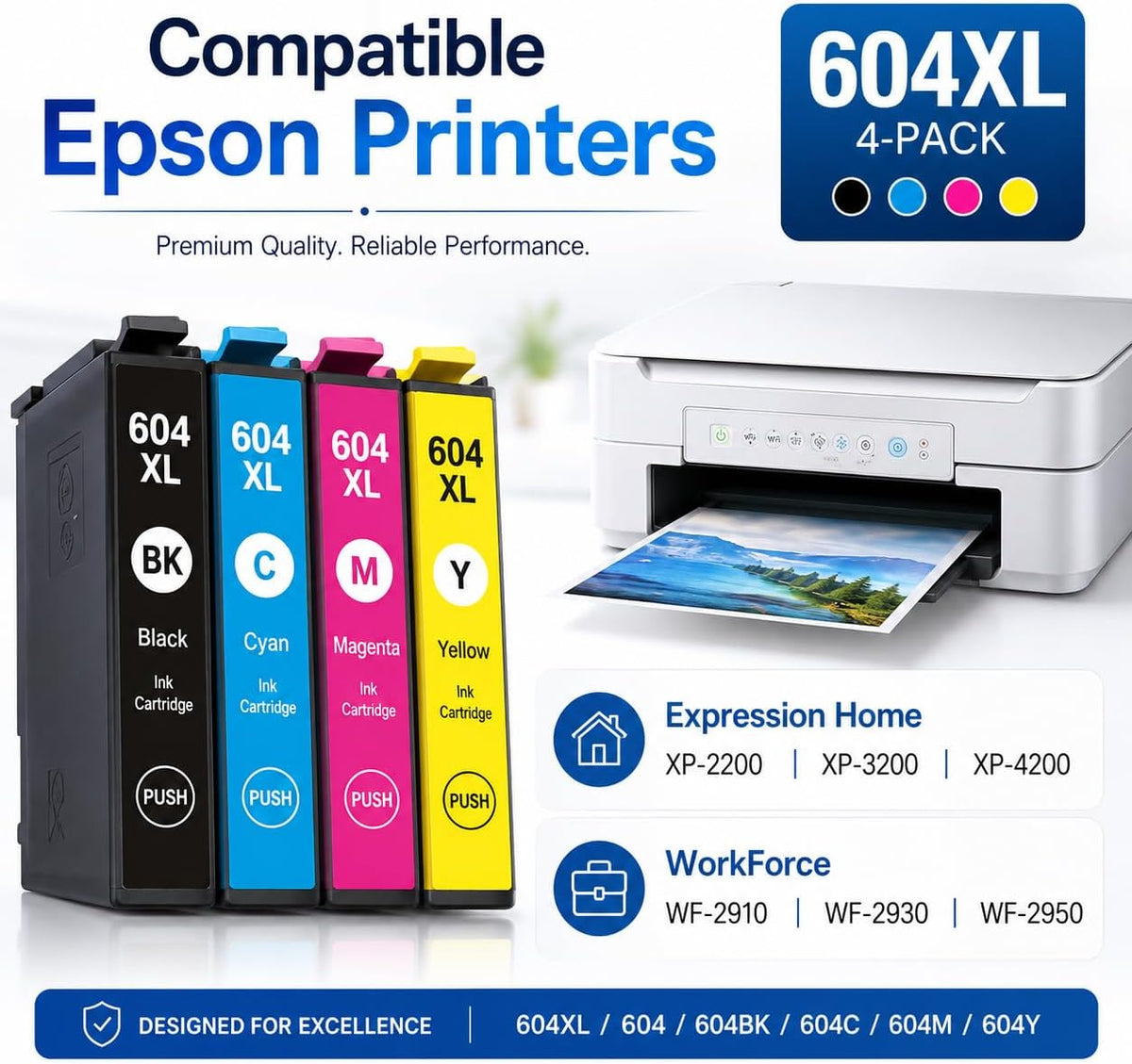 TAVICE 4PK 604XL Ink Cartridges Compatible with Epson XP-2200 XP-3200 XP-4200 WF-2910 WF-2930 - Office Catch