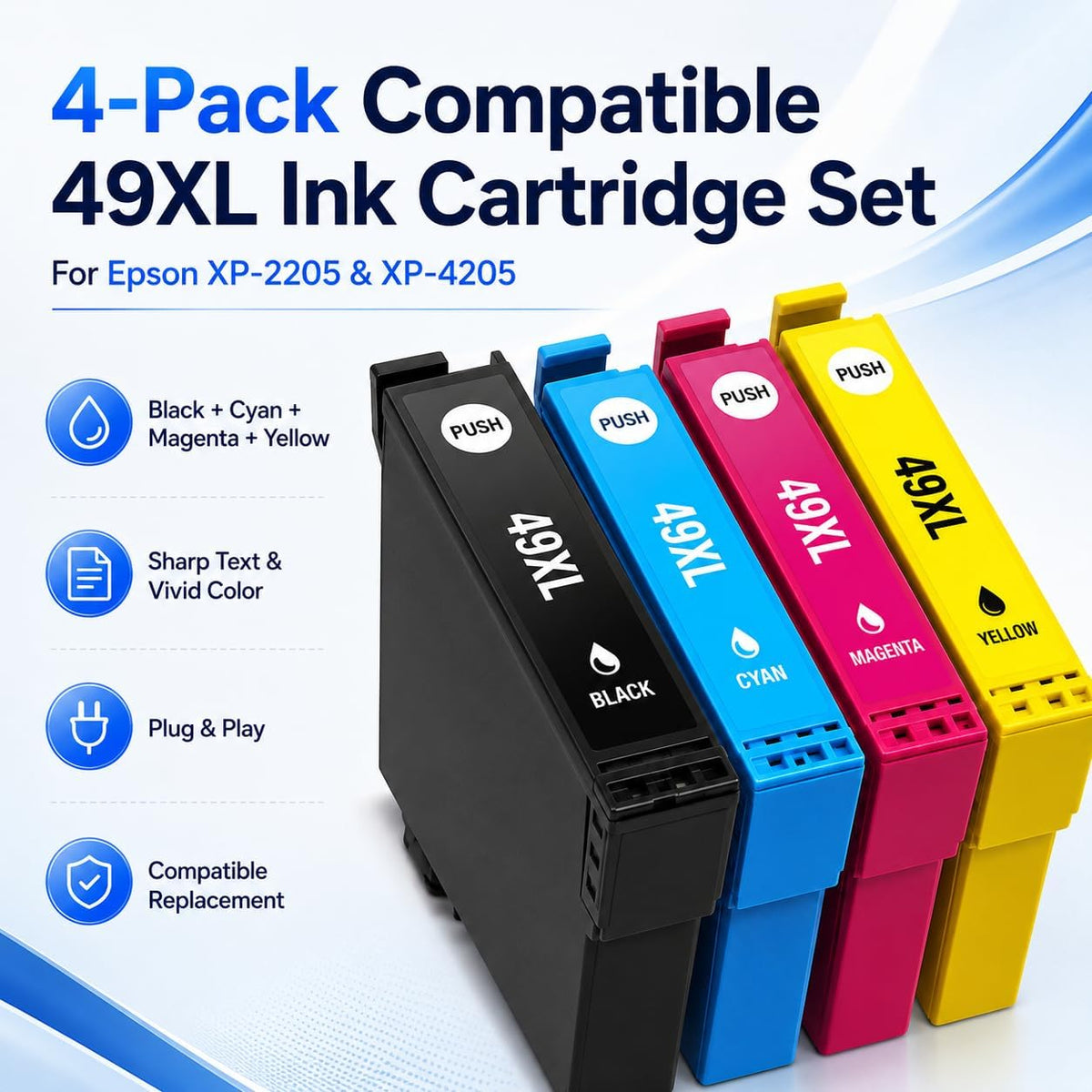 TAVICE 4X 49XL Ink Cartridges Compatible with Epson XP-2205 XP-4205 XP2205 XP4205 - Office Catch