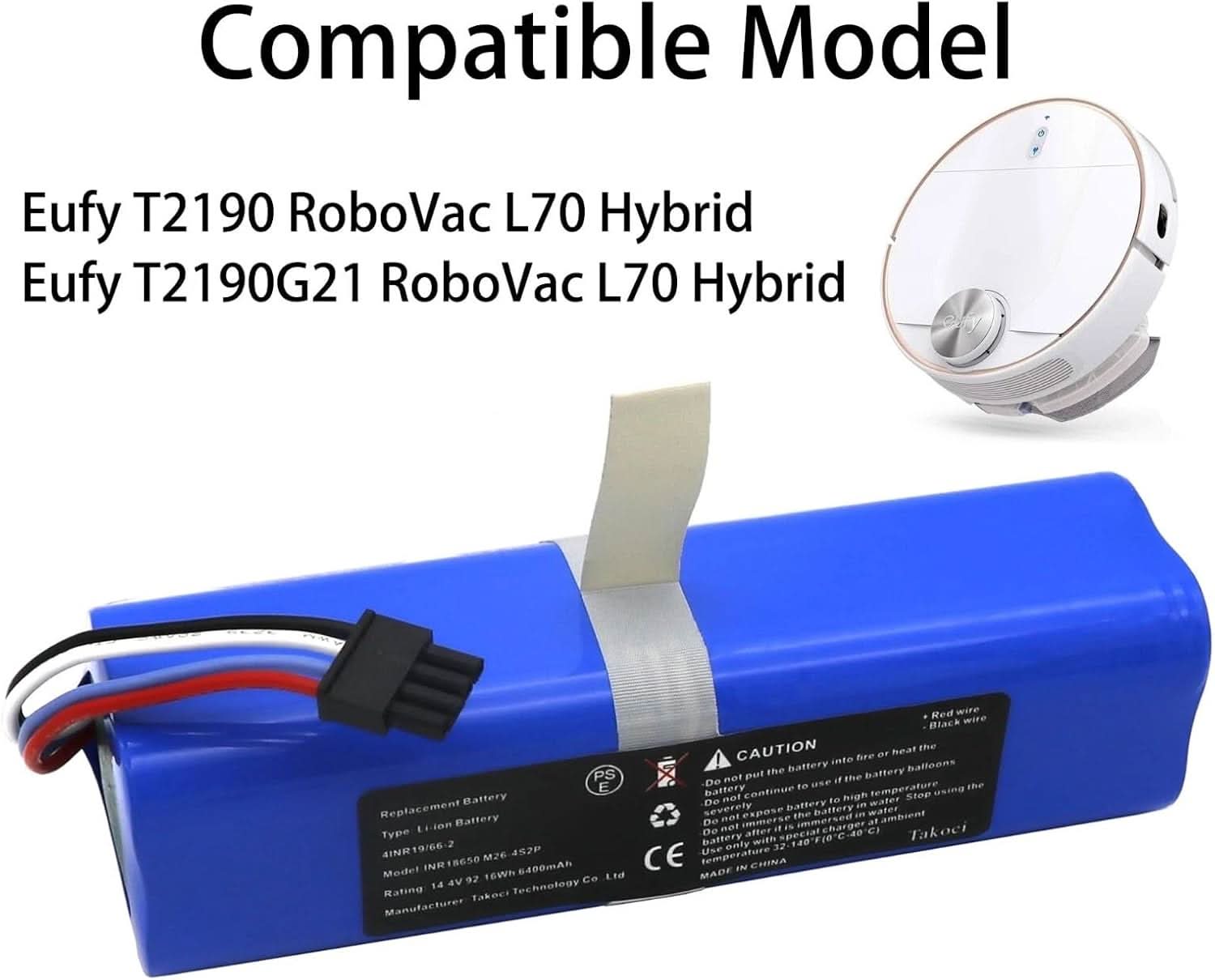 TAVICE 6400mAh L70 Replacement Battery Compatible with Eufy RoboVac L70 Hybrid T2190 / T2190G21 Series Robot Vacuum Lithium - Ion Battery Pack (INR18650M26 - 4S2P) - Office Catch