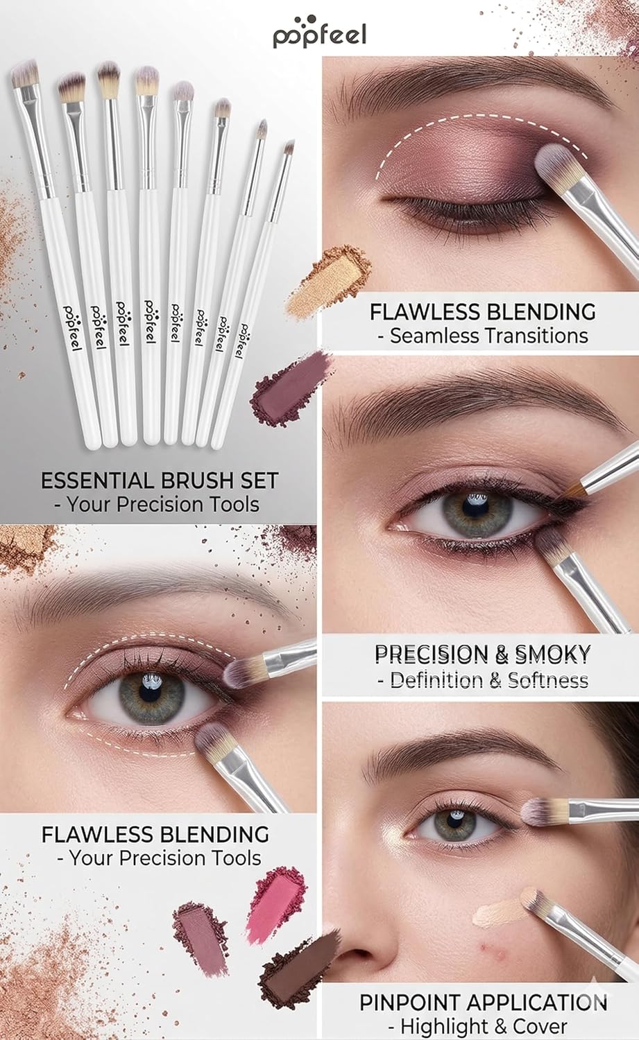 TAVICE 7 PCS Professional Eye Makeup Brushes Set Soft Blending & Eyeshadow Brushes: - Office Catch