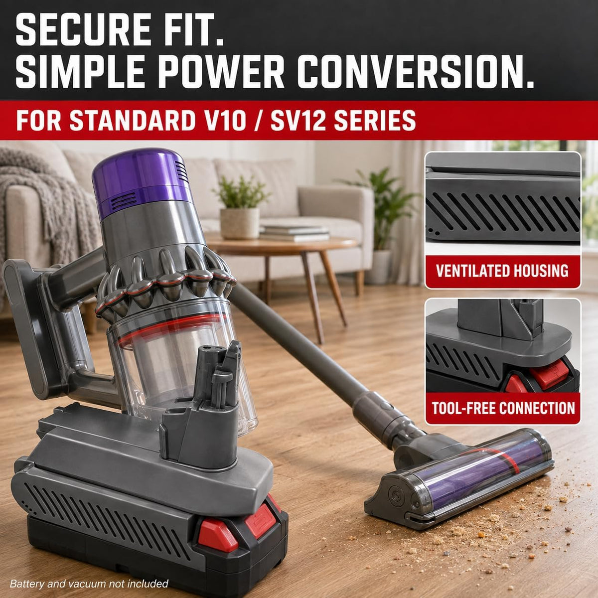 TAVICE Battery Adapter Converter Compatible with Milwaukee M18 18V Battery to Dyson V10 Vacuum Cleaner - Office Catch