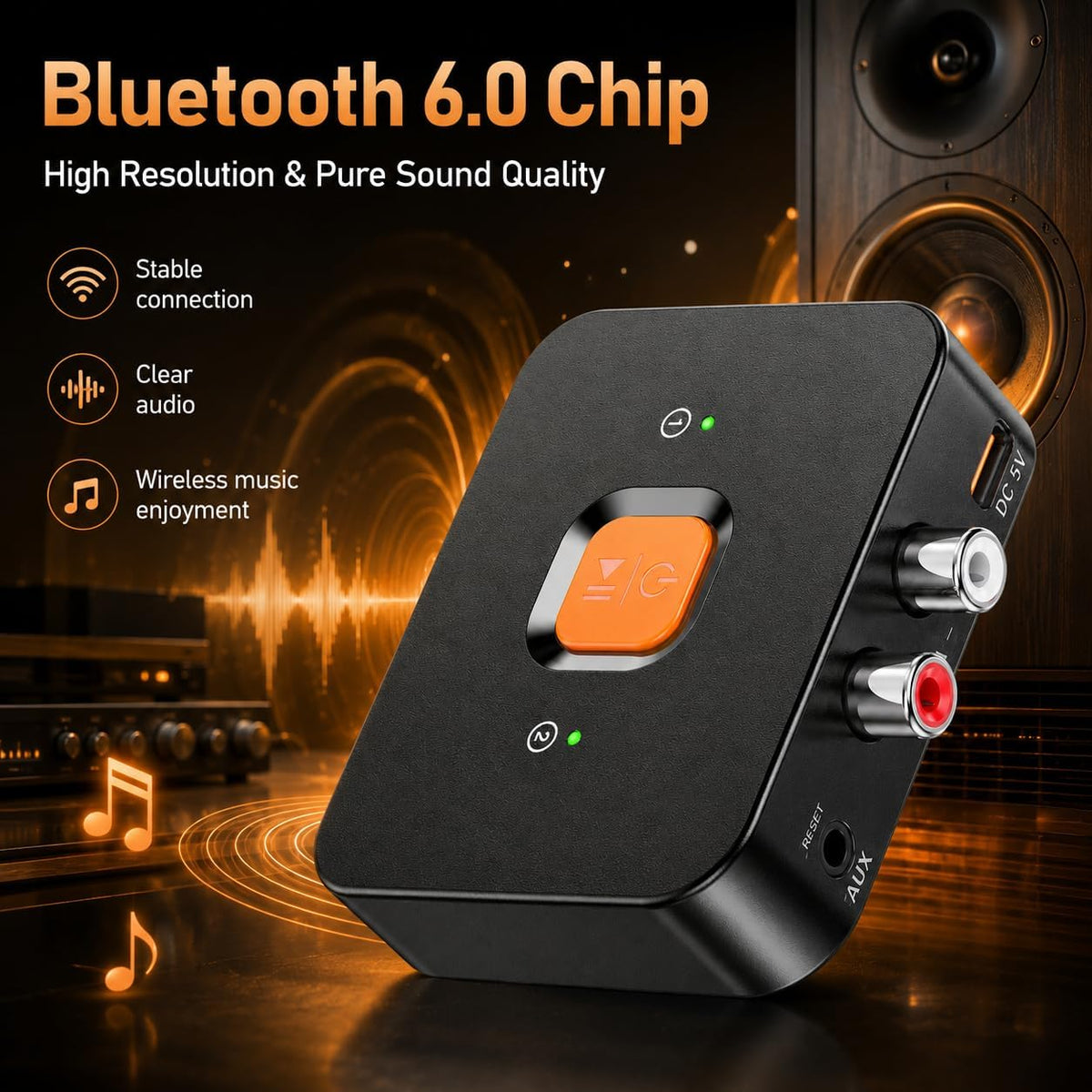 TAVICE Bluetooth 6.0 Audio Receiver Adapter for Sound System RCA AUX Wireless Stereo - Office Catch