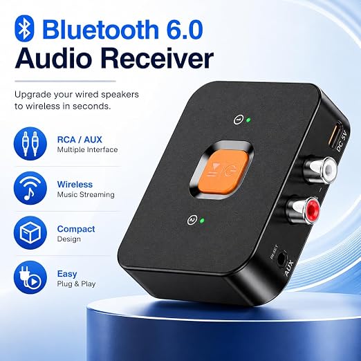 TAVICE Bluetooth 6.0 Audio Receiver Adapter for Sound System RCA AUX Wireless Stereo - Office Catch
