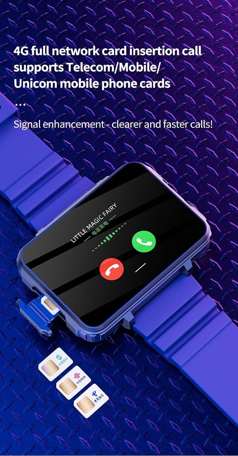 Tavice Helio Smart Watch with Sim Card, 2.4" Screen, GPS, Dual Camera, WiFi, Pedometer, 4G, Google Play Store - Office Catch