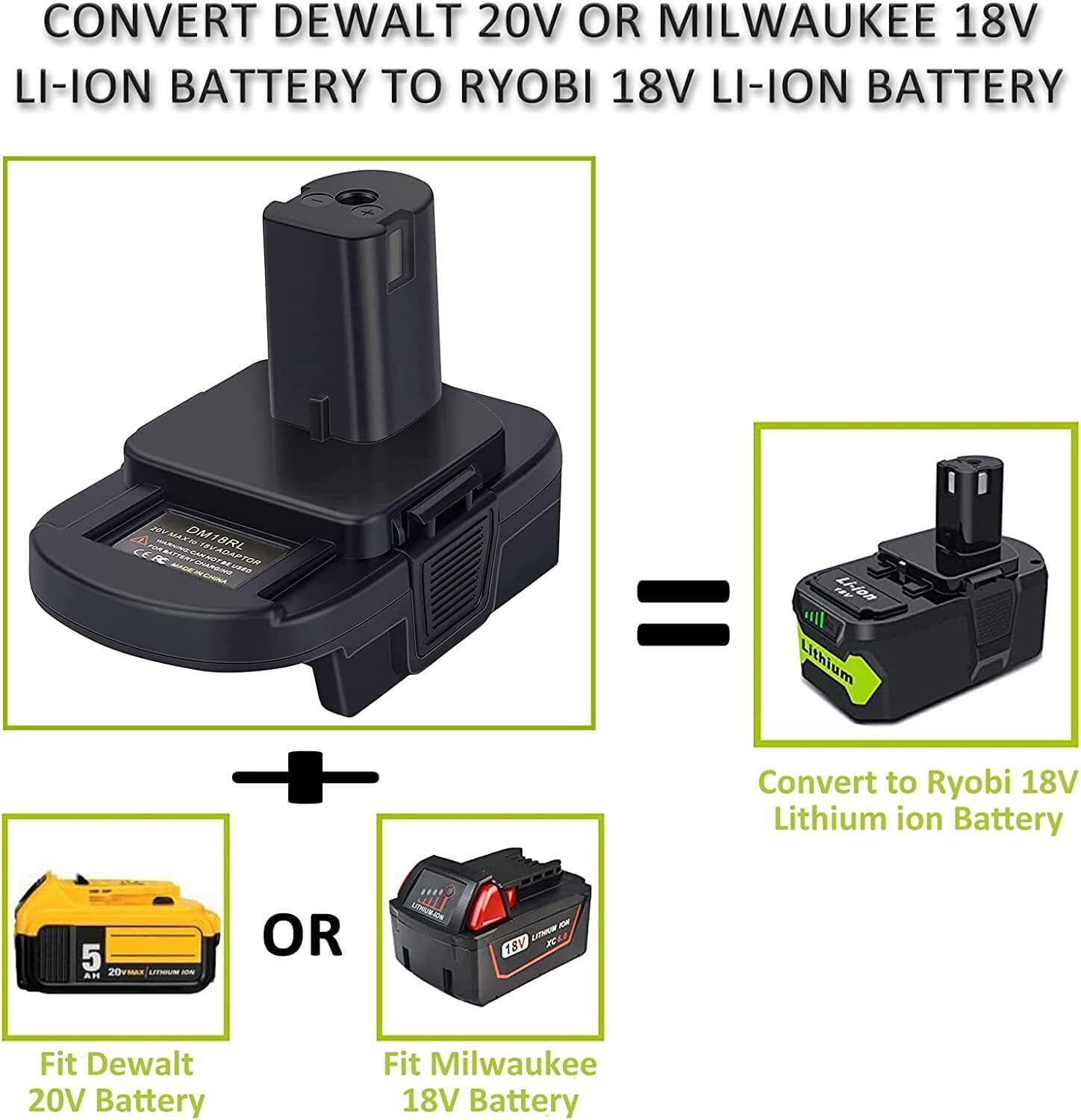 Tavice Ryobi Battery Adapter to run on Milwaukee M18 or Dewalt 18V Battery - Office Catch